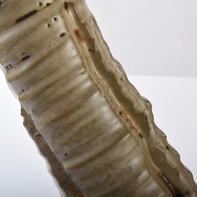 薩摩焼　古薩摩　大へら持ち手付　細長花生　花瓶　時代箱　M　R8727