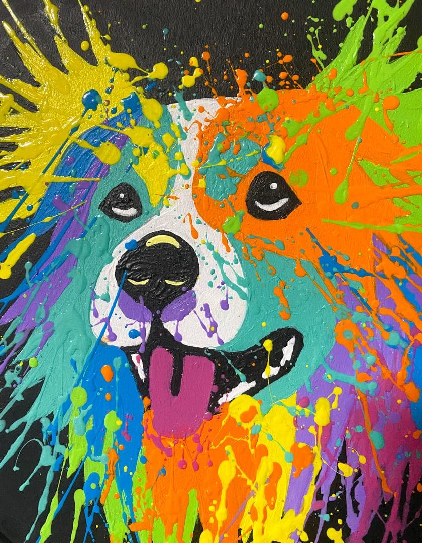 犬 原画 アクリル画 インテリアアート「ワンちゃん」