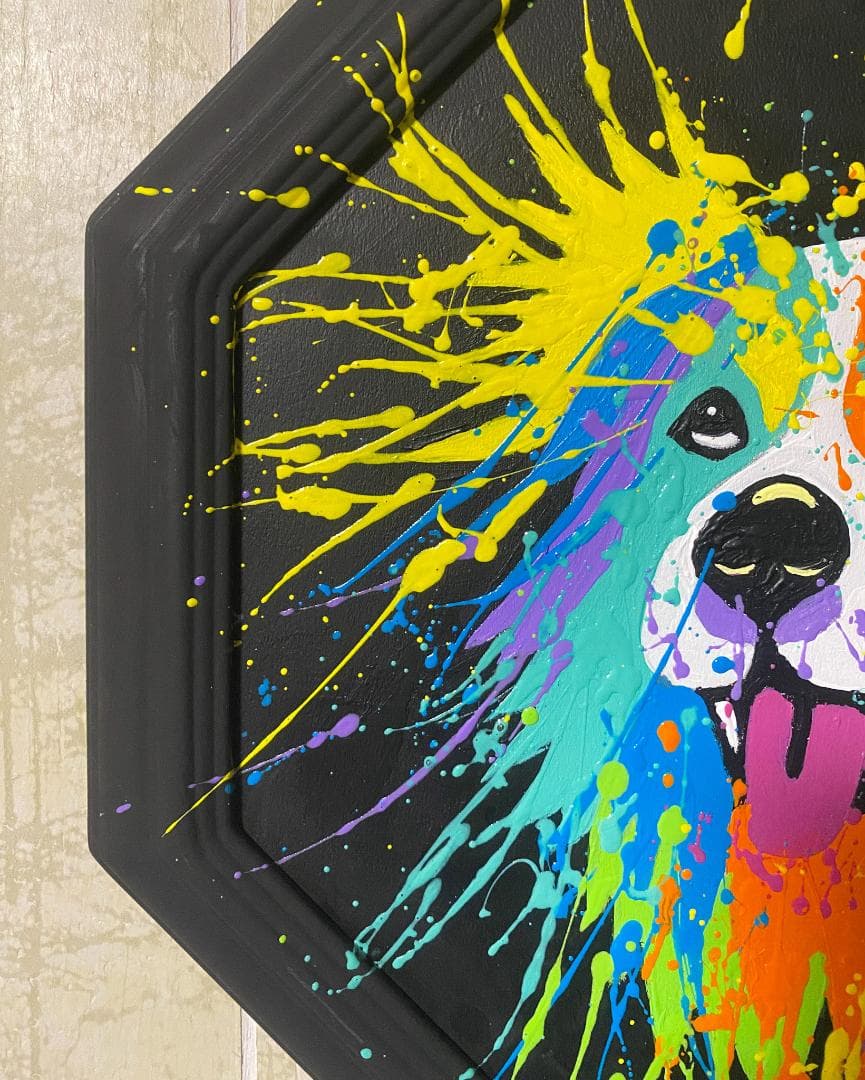 犬 原画 アクリル画 インテリアアート「ワンちゃん」