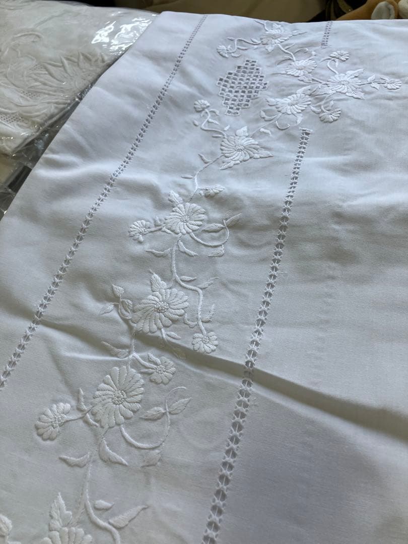 刺繍花柄コットンテーブルクロス300cm ナプキン12枚