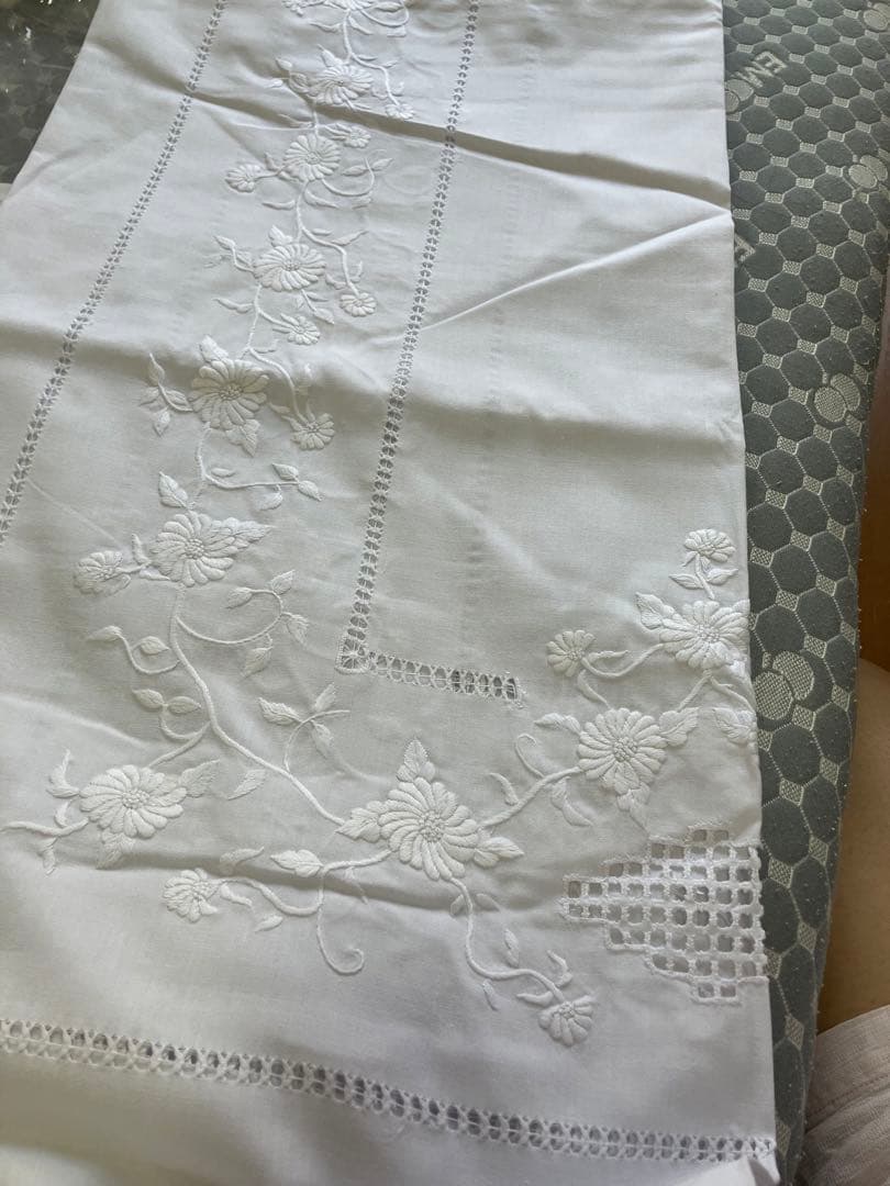 刺繍花柄コットンテーブルクロス300cm ナプキン12枚