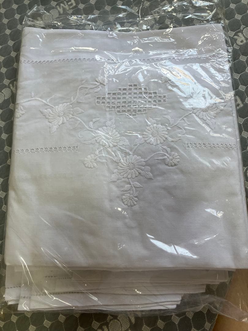 刺繍花柄コットンテーブルクロス300cm ナプキン12枚