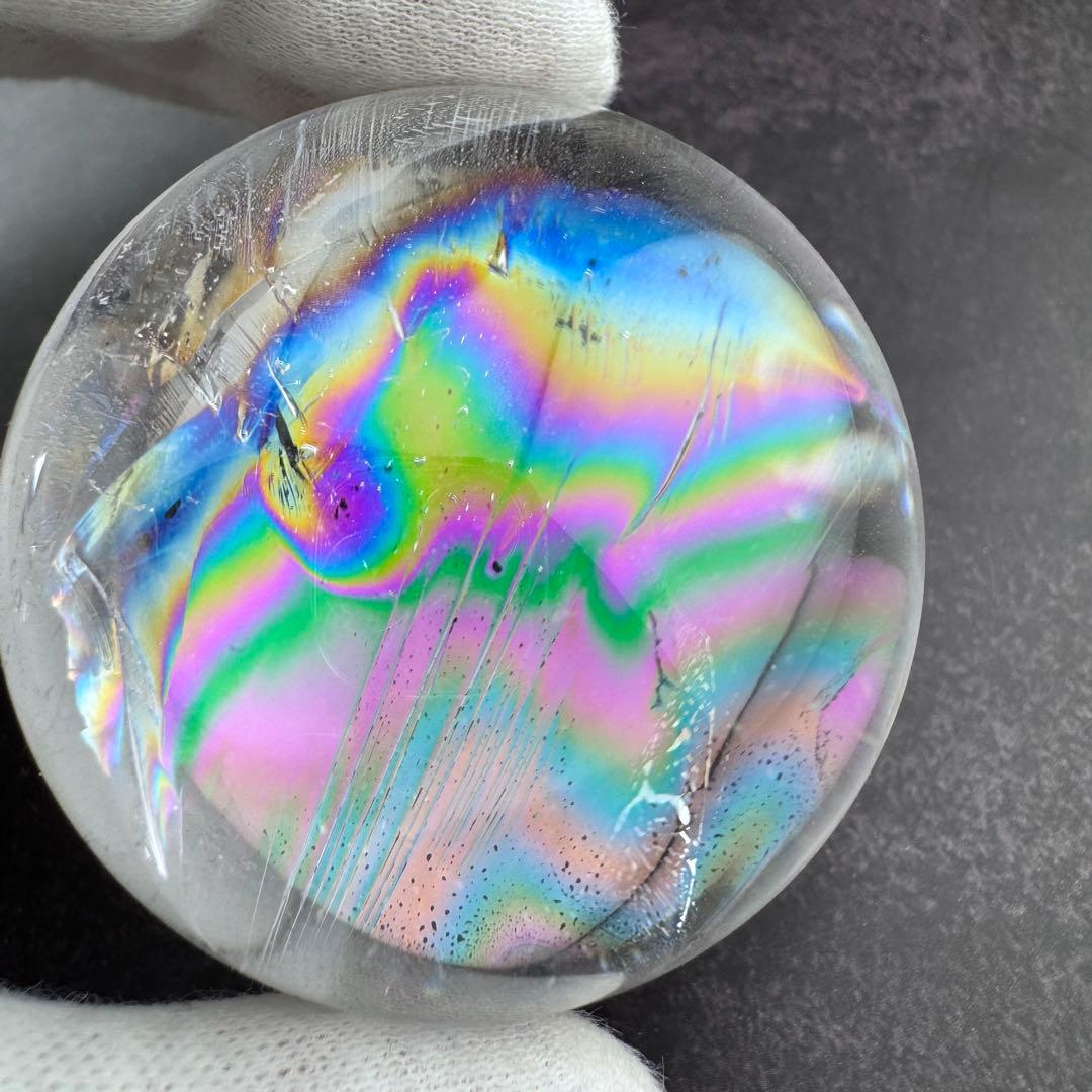 M-26虹入り水晶丸玉　水晶スフィア　天然石　クリスタル　アイリスクォーツ