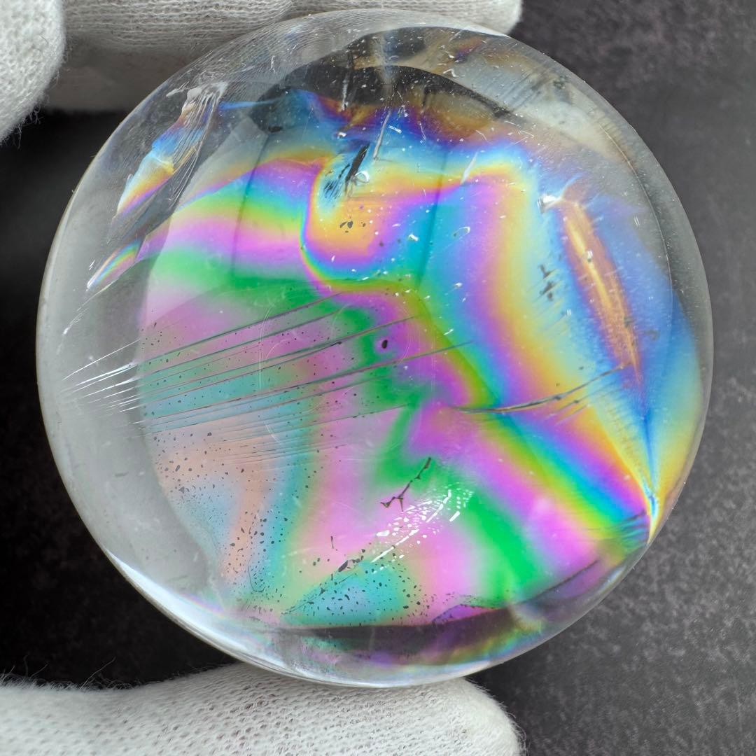 M-26虹入り水晶丸玉　水晶スフィア　天然石　クリスタル　アイリスクォーツ