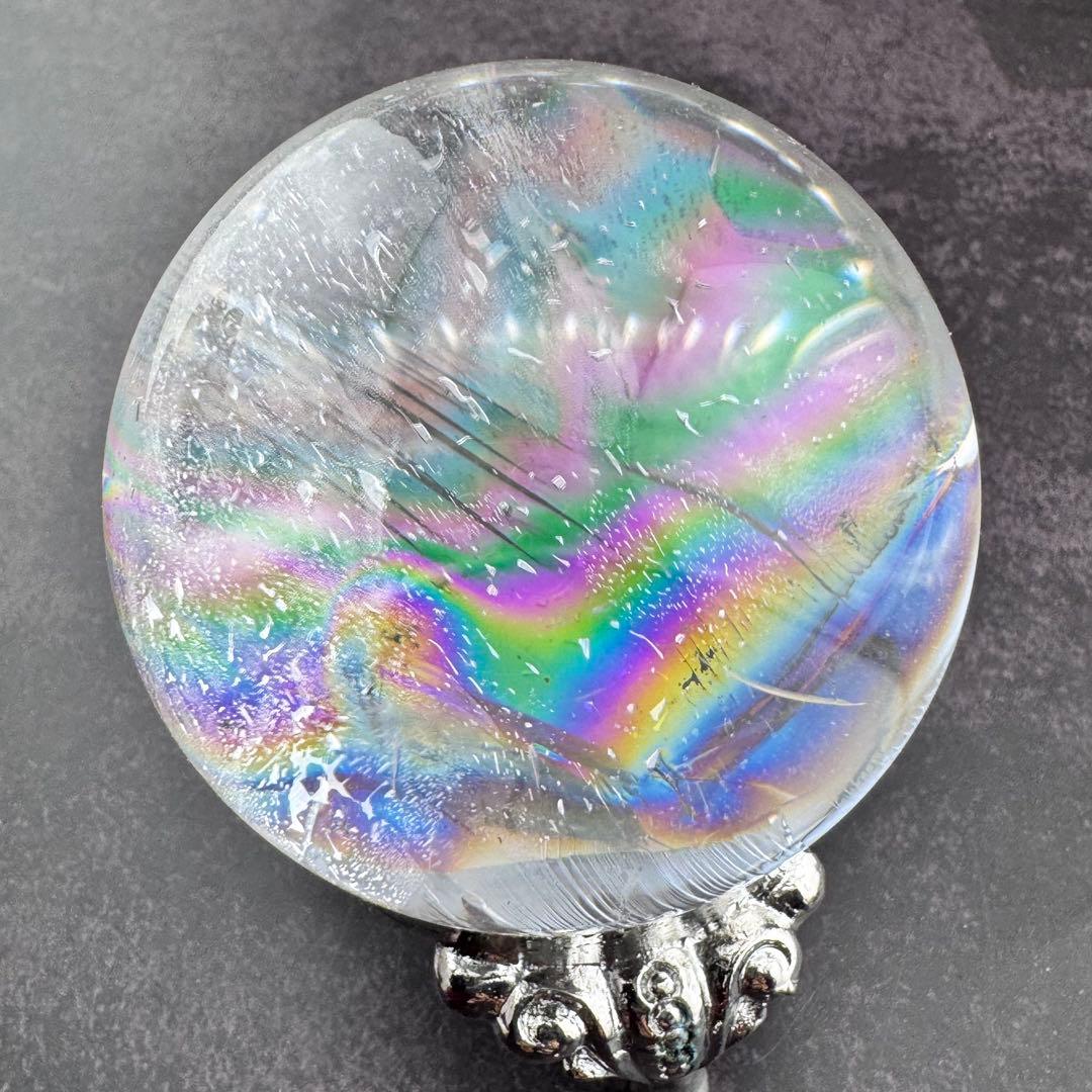 M-26虹入り水晶丸玉　水晶スフィア　天然石　クリスタル　アイリスクォーツ