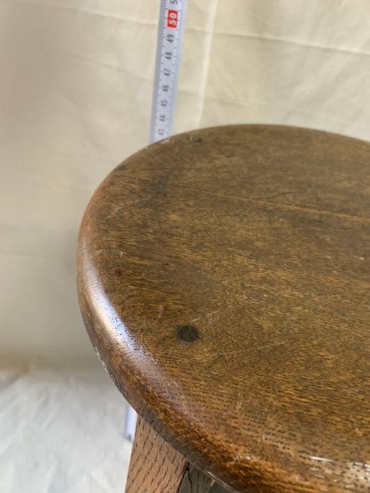 丸椅子・木製骨董チェア・オーク材？（楢材）・いす・ヴィンテージ・
