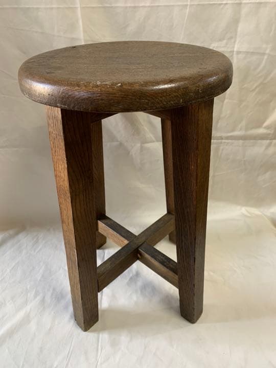 丸椅子・木製骨董チェア・オーク材？（楢材）・いす・ヴィンテージ・