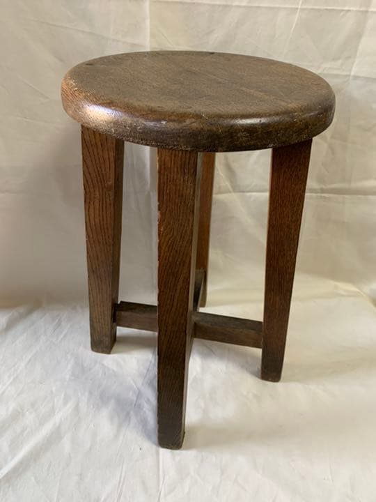 丸椅子・木製骨董チェア・オーク材？（楢材）・いす・ヴィンテージ・