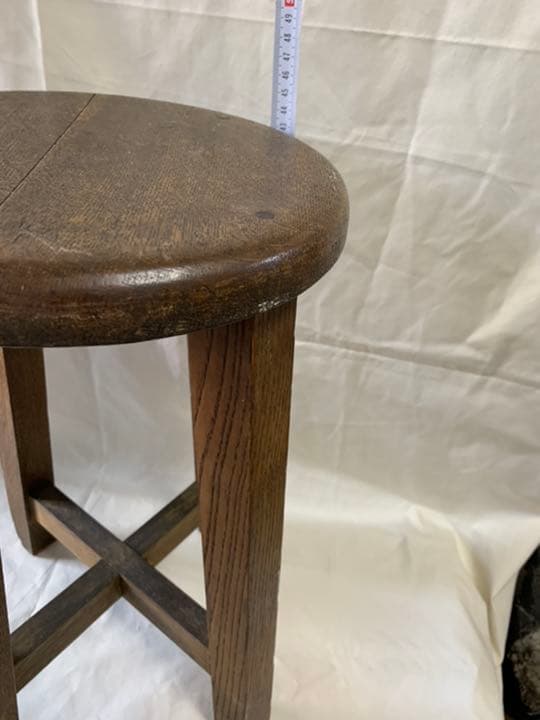 丸椅子・木製骨董チェア・オーク材？（楢材）・いす・ヴィンテージ・