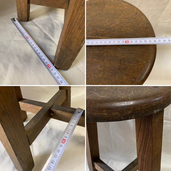 丸椅子・木製骨董チェア・オーク材？（楢材）・いす・ヴィンテージ・