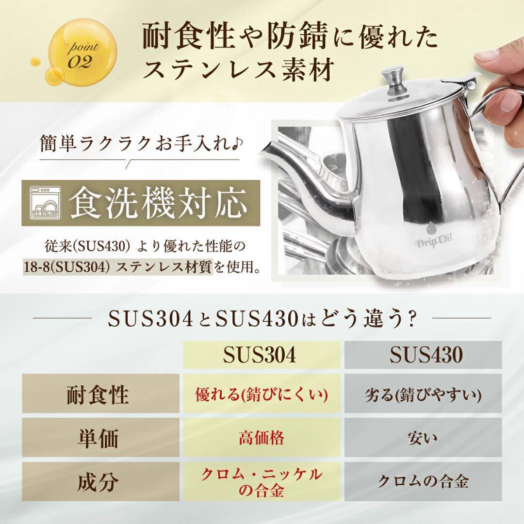 ⭐️おしゃれドリップ オイルポット 650ml ステンレス メッシュフィルター付