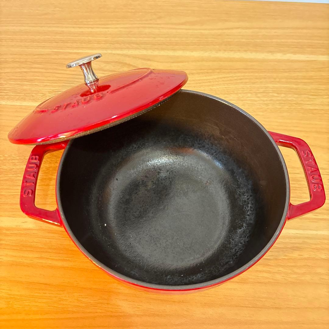 【2/22で処分予定】【送料込み】【美品✨】STAUB 赤 両手鍋 約20cm