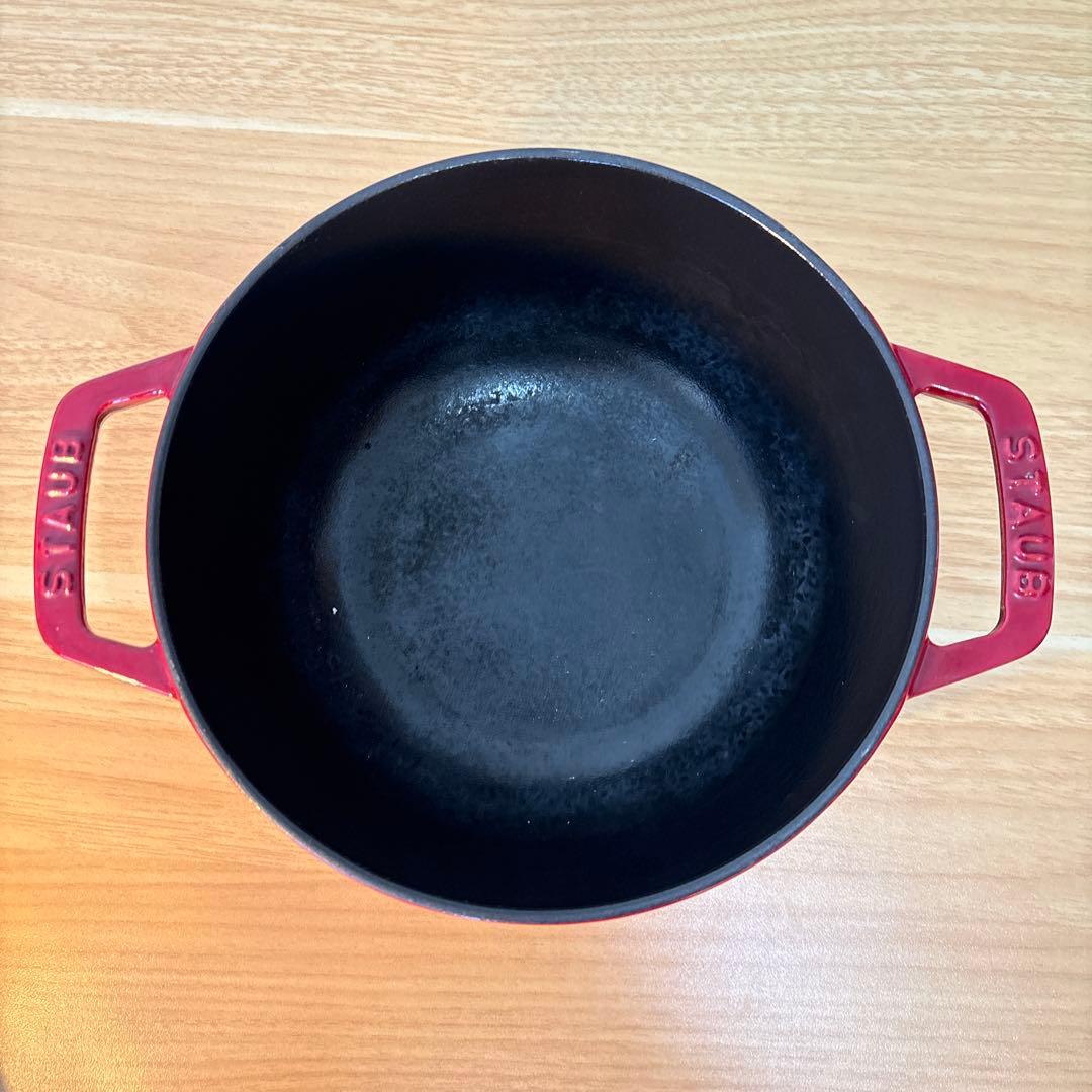 【2/22で処分予定】【送料込み】【美品✨】STAUB 赤 両手鍋 約20cm