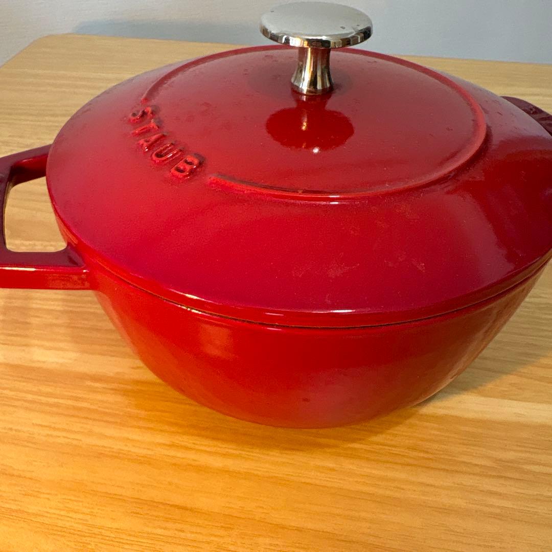 【2/22で処分予定】【送料込み】【美品✨】STAUB 赤 両手鍋 約20cm