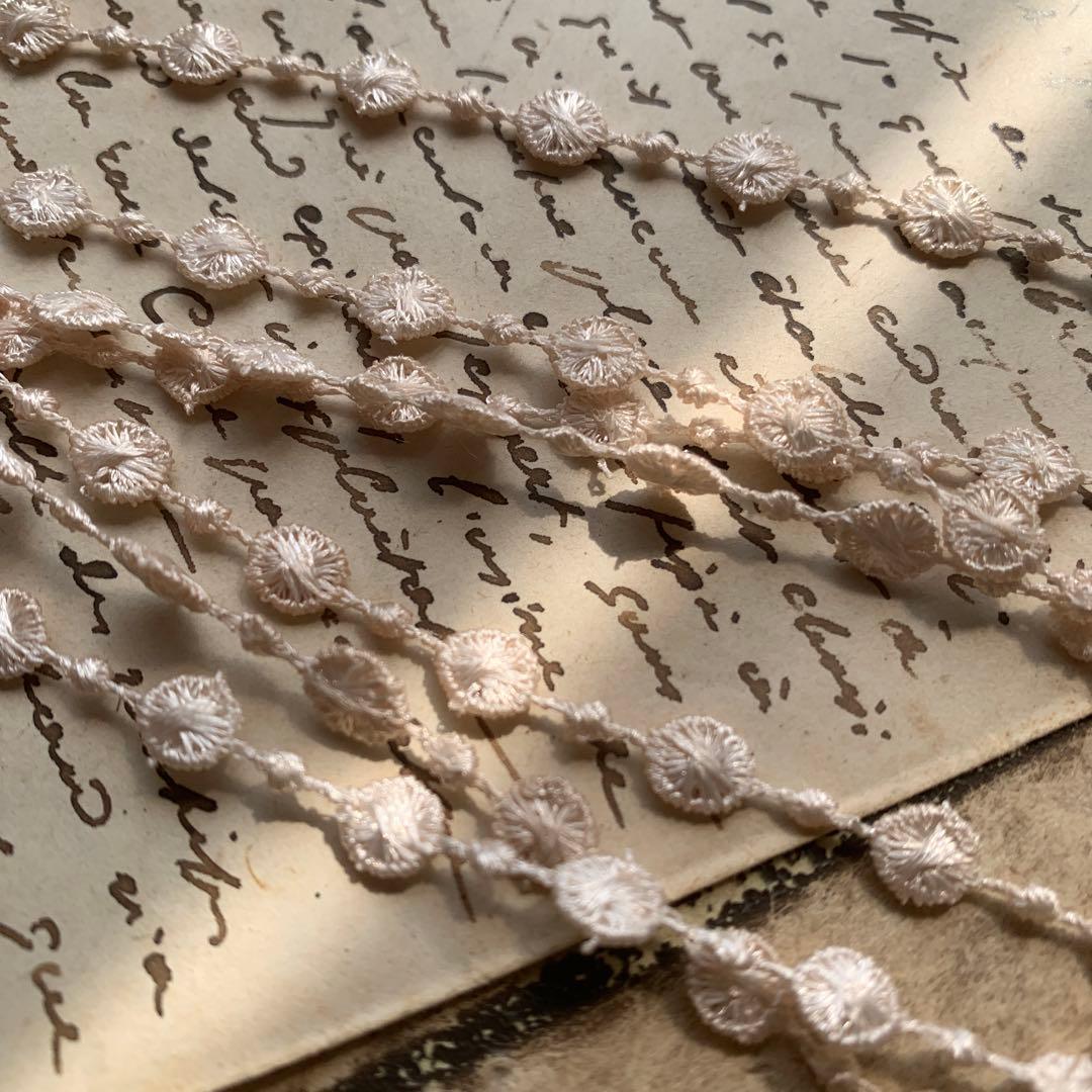 ジャンクジャーナル素材☆草木染め細め⚪︎⚪︎⚪︎ケミカルレース3メートル 550