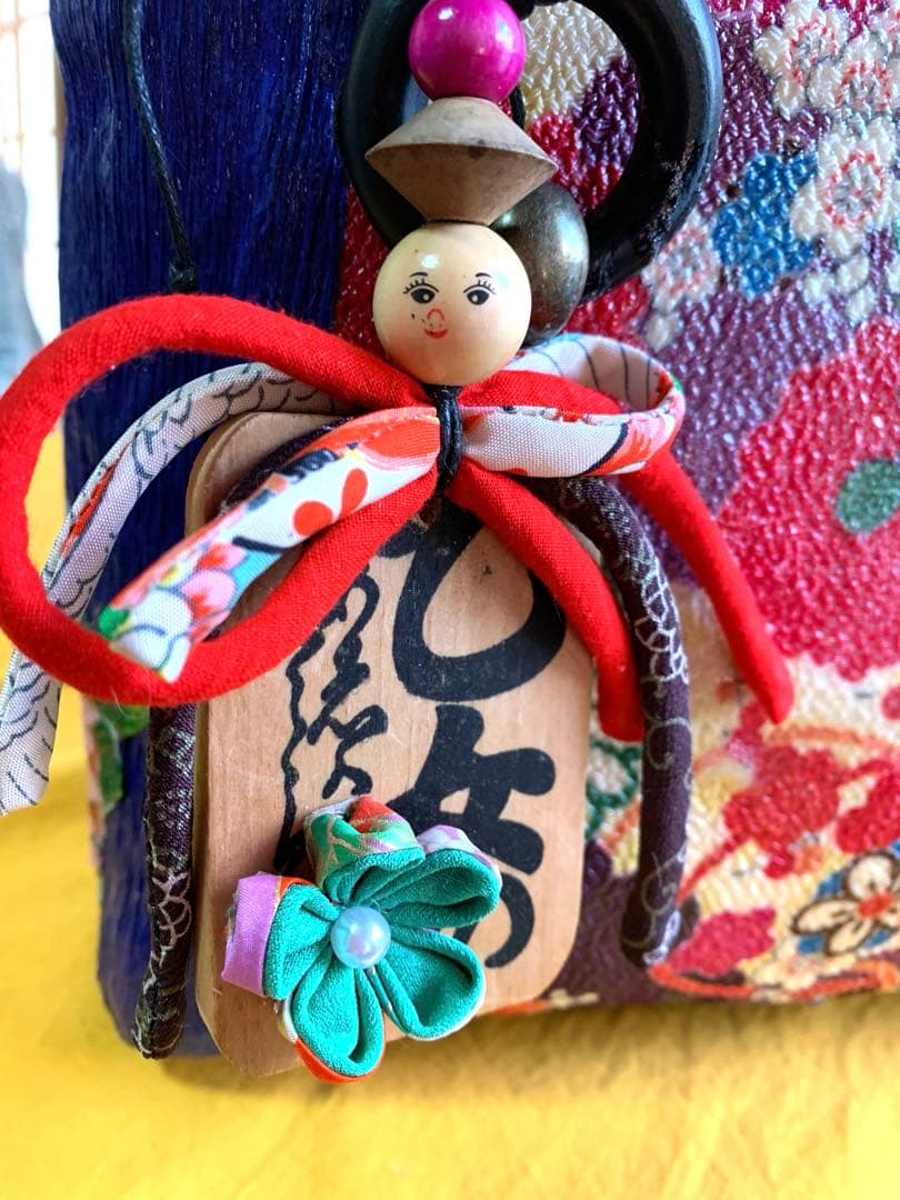 一閑張りかごバッグ　菊柄