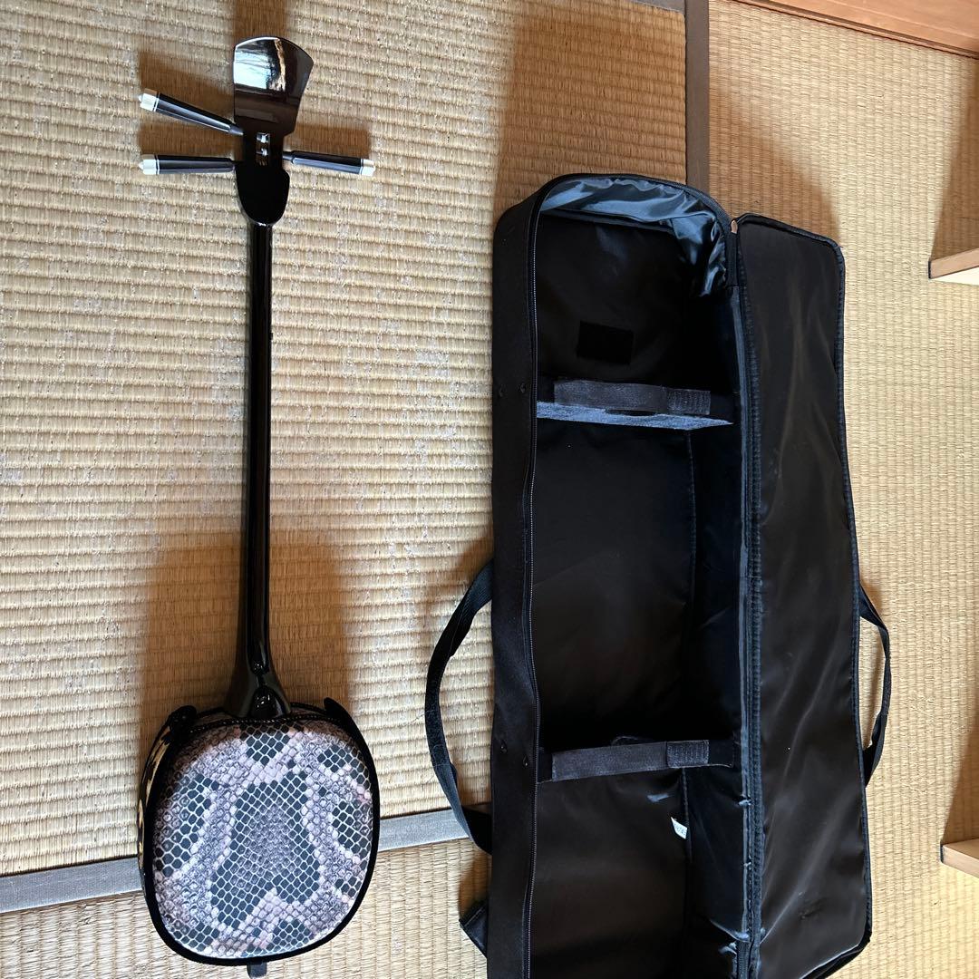 三線本体 ヘビ柄デザイン ケース付き