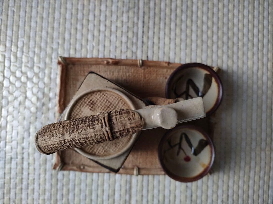 ●中国石湾虞公窯伝統手製陶芸品手描き陶器 茶器セット急須 湯呑み 2客 受皿付き