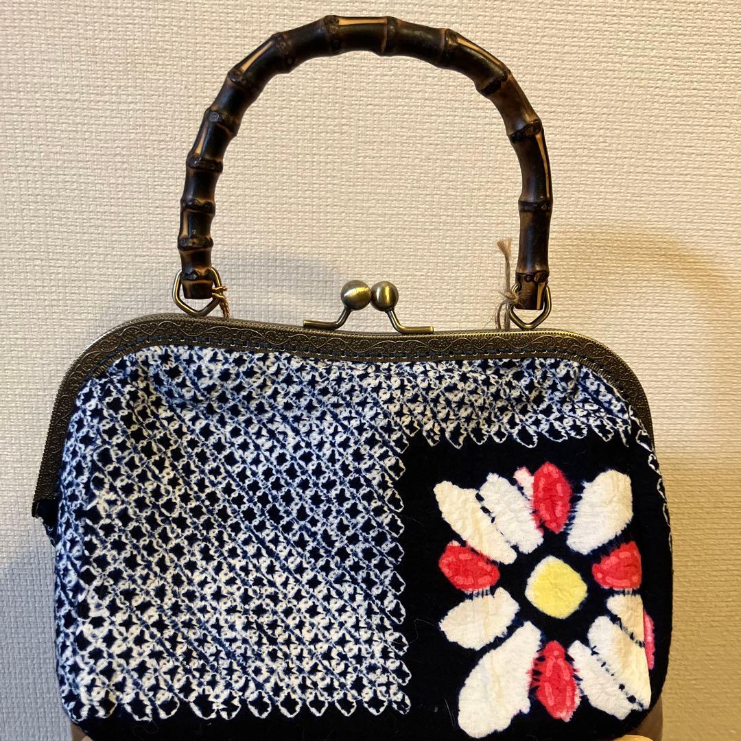 ハンドメイド　有松鳴海絞り　ちっちゃめがま口バッグ　⑥