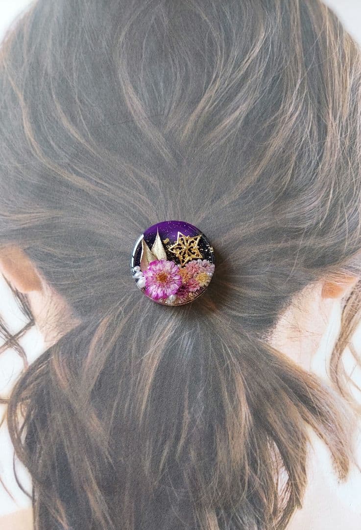 【1641】レジン　ハロウィン　ヘアゴム　ポニーフック　ブロ―チ　ハンドメイド