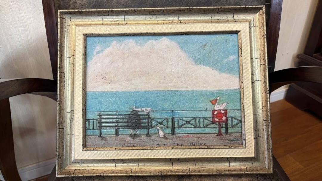 サムトフト アートフレーム「ポテチのおこぼれちょうだい」●【 動物＆癒しアート】