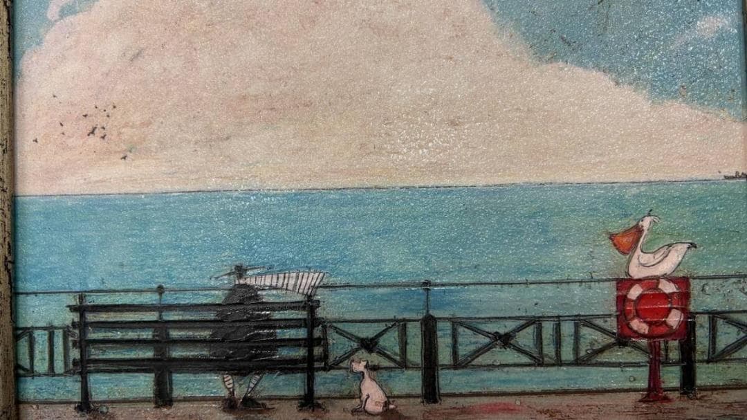 サムトフト アートフレーム「ポテチのおこぼれちょうだい」●【 動物＆癒しアート】