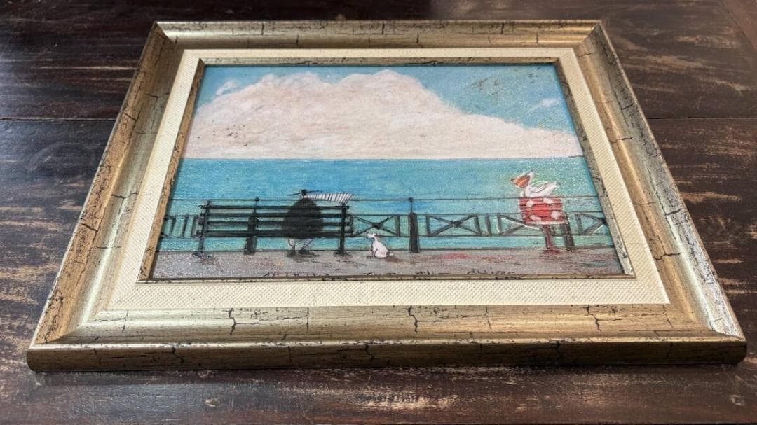 サムトフト アートフレーム「ポテチのおこぼれちょうだい」●【 動物＆癒しアート】