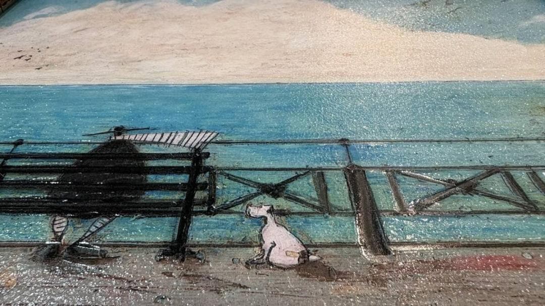 サムトフト アートフレーム「ポテチのおこぼれちょうだい」●【 動物＆癒しアート】