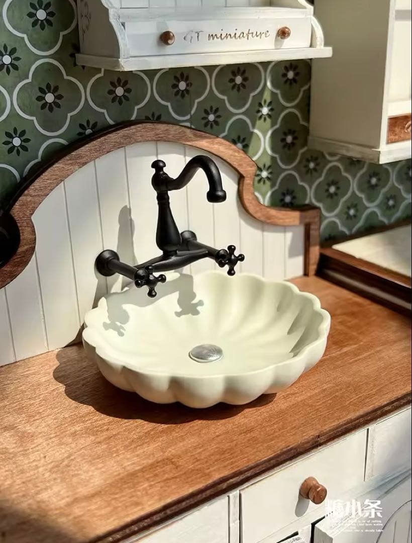 ミニチュアドール家具　キッチンシンク・キッチン台　2点セットドールハウス　1/6