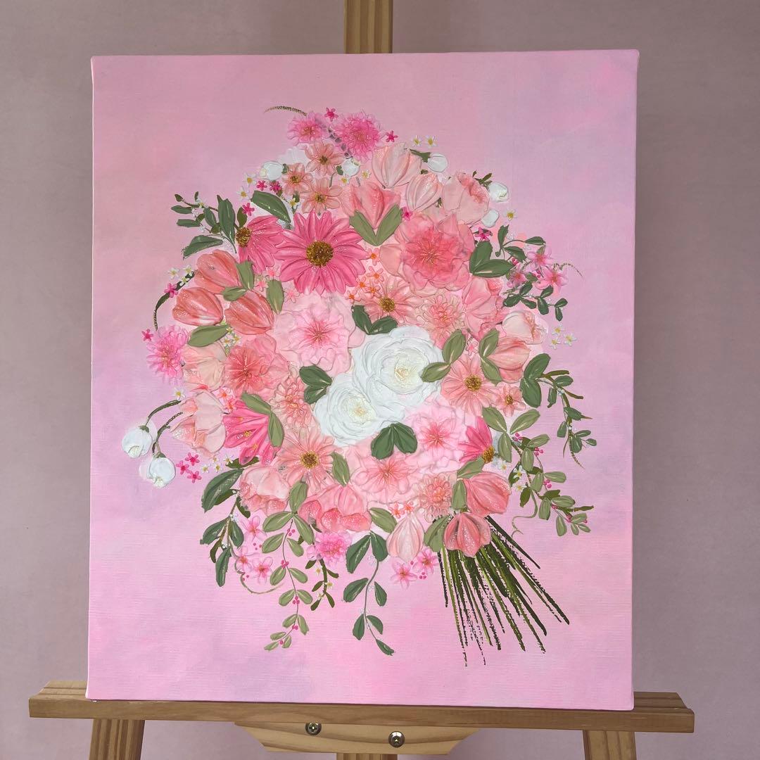 母の日ギフト 花束 立体アート 原画　フラワーアート 花の絵