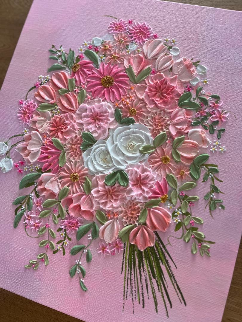 母の日ギフト 花束 立体アート 原画　フラワーアート 花の絵