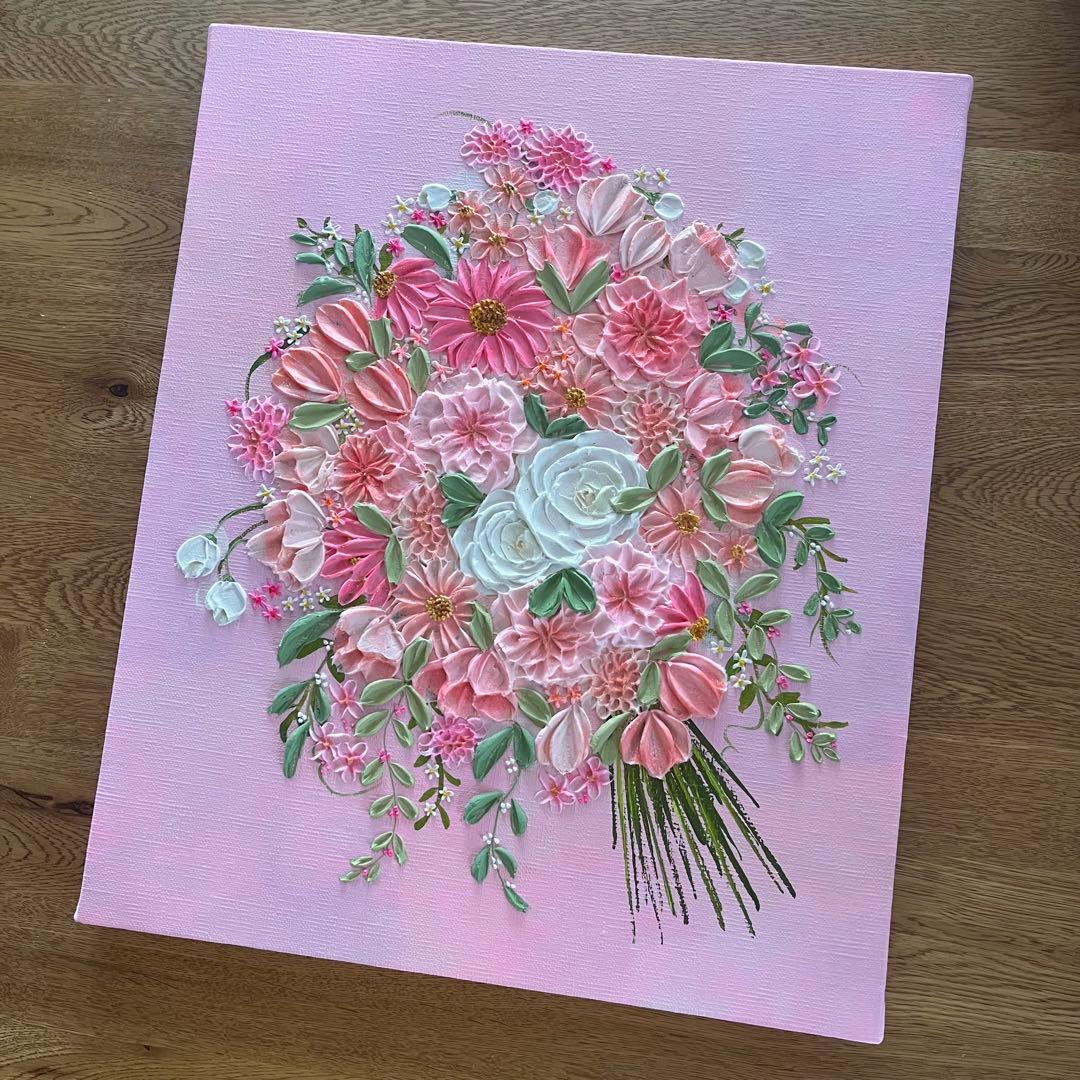 母の日ギフト 花束 立体アート 原画　フラワーアート 花の絵