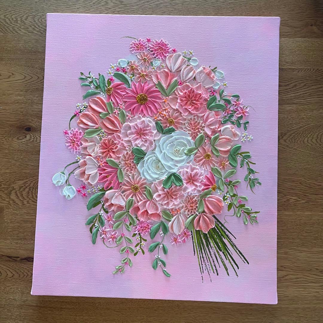 母の日ギフト 花束 立体アート 原画　フラワーアート 花の絵