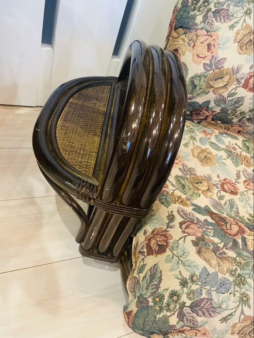 籐 リクライニングチェア 回転式 ロータイプ