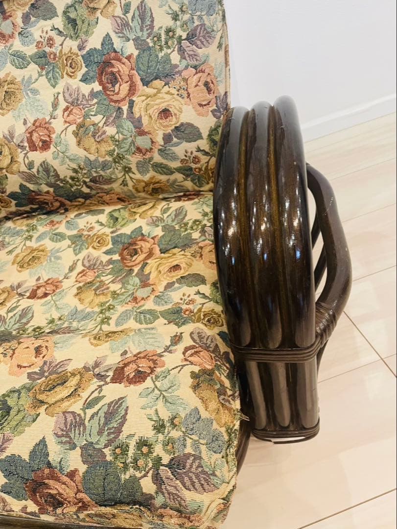 籐 リクライニングチェア 回転式 ロータイプ