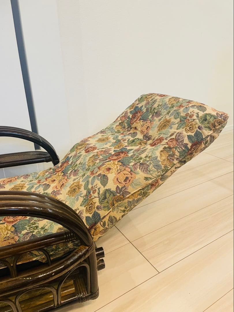 籐 リクライニングチェア 回転式 ロータイプ