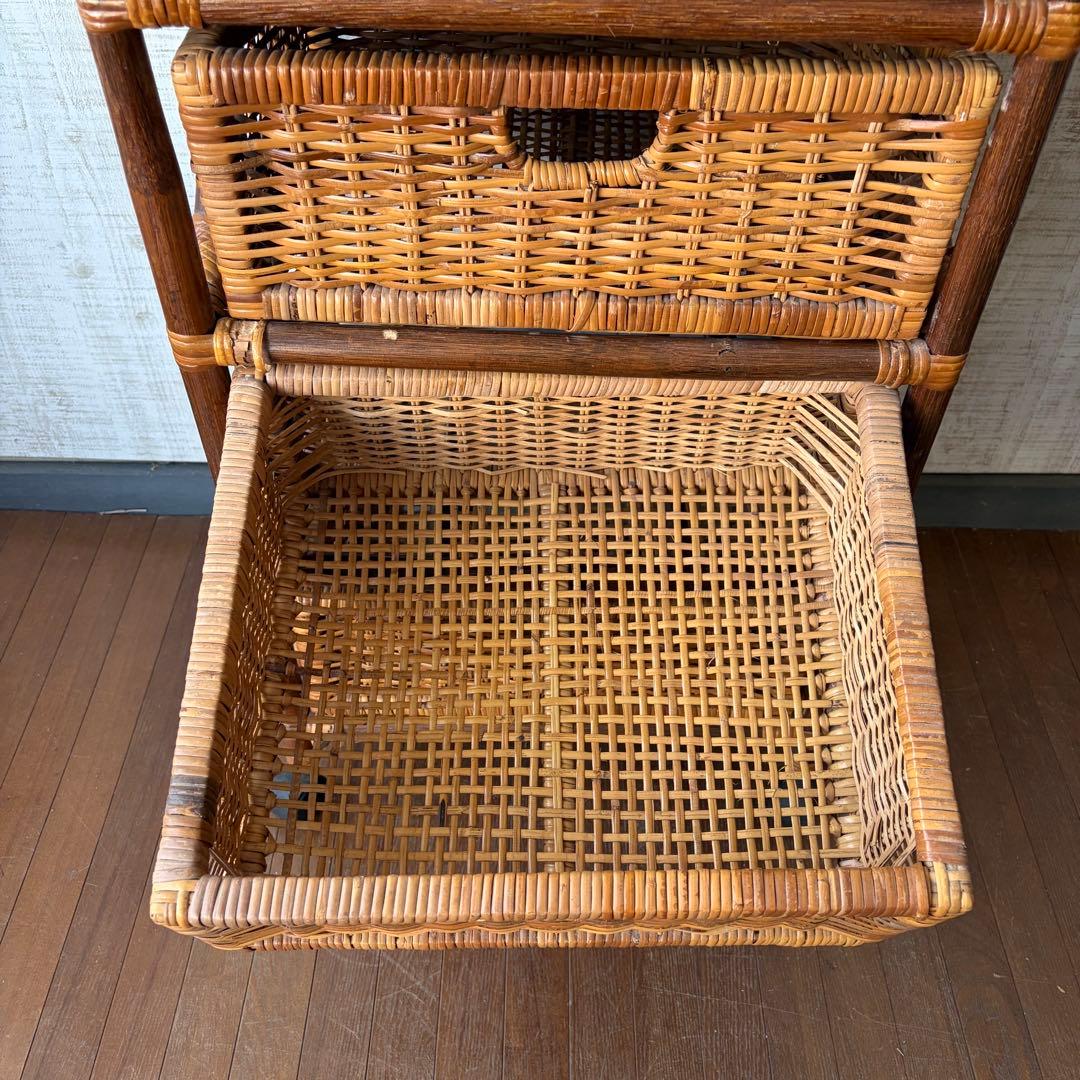 【アンティーク】籐家具 ラタンチェスト 5段 収納棚 引出し エスニック 古家具