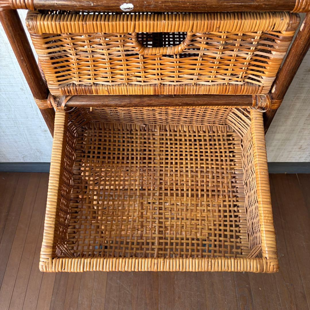 【アンティーク】籐家具 ラタンチェスト 5段 収納棚 引出し エスニック 古家具