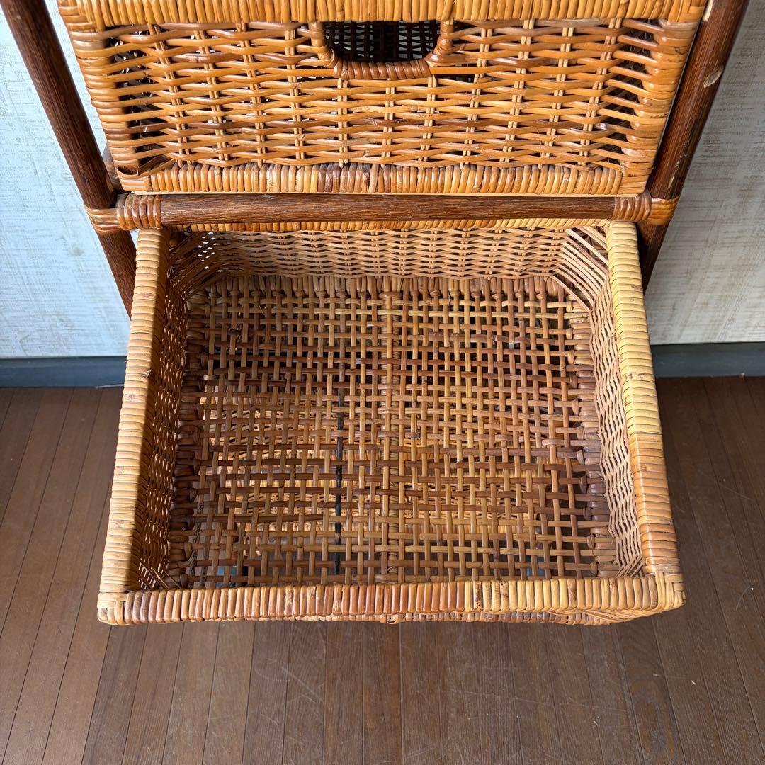 【アンティーク】籐家具 ラタンチェスト 5段 収納棚 引出し エスニック 古家具