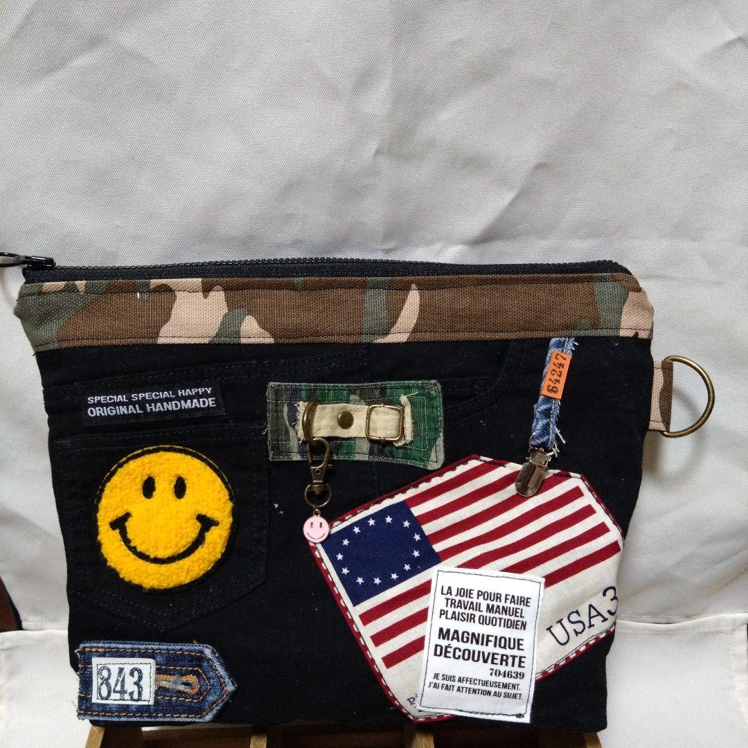 No.263神田咲子です‼️トートバッグ（ドット）デニムリメイク