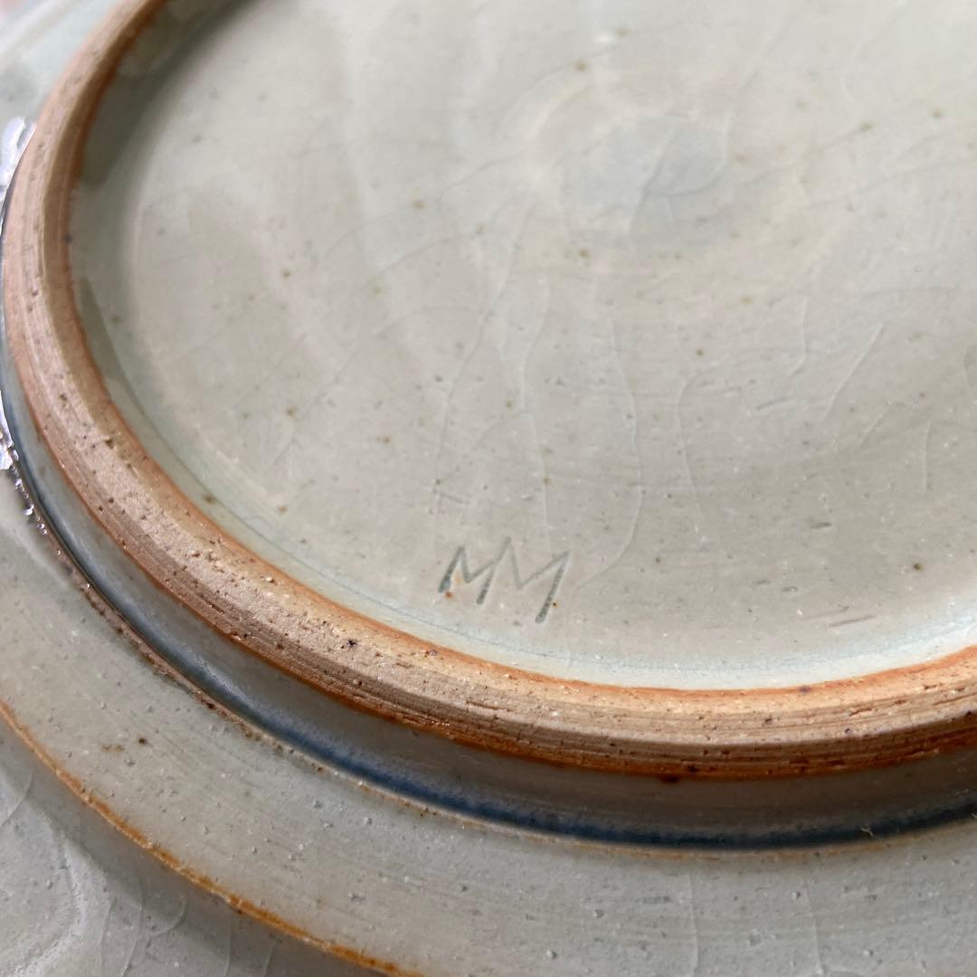 【未使用】陶房遊 7.8寸 輪花リム皿 錆青