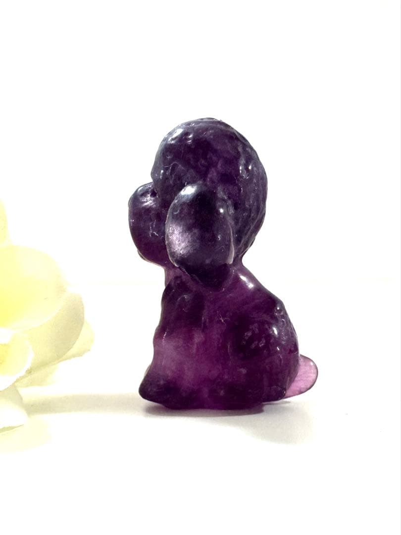 フローライト犬の置物　ポメラニアン　集中力　洞察力　ストレス解放　思考力アップ