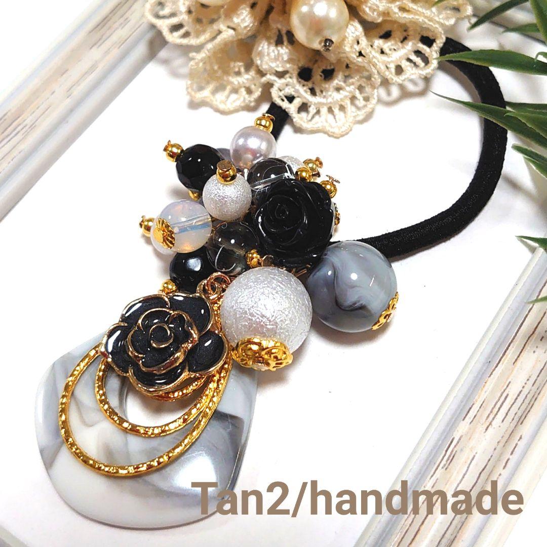 ジャラジャラ  ヘアゴム  薔薇×薔薇♡  ブラック♡