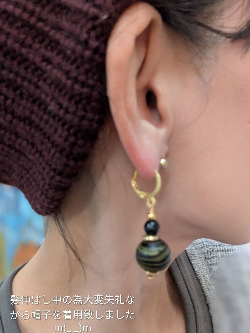 タイ山岳民族アンティークビーズと ボヘミアアンティークビーズのピアス。