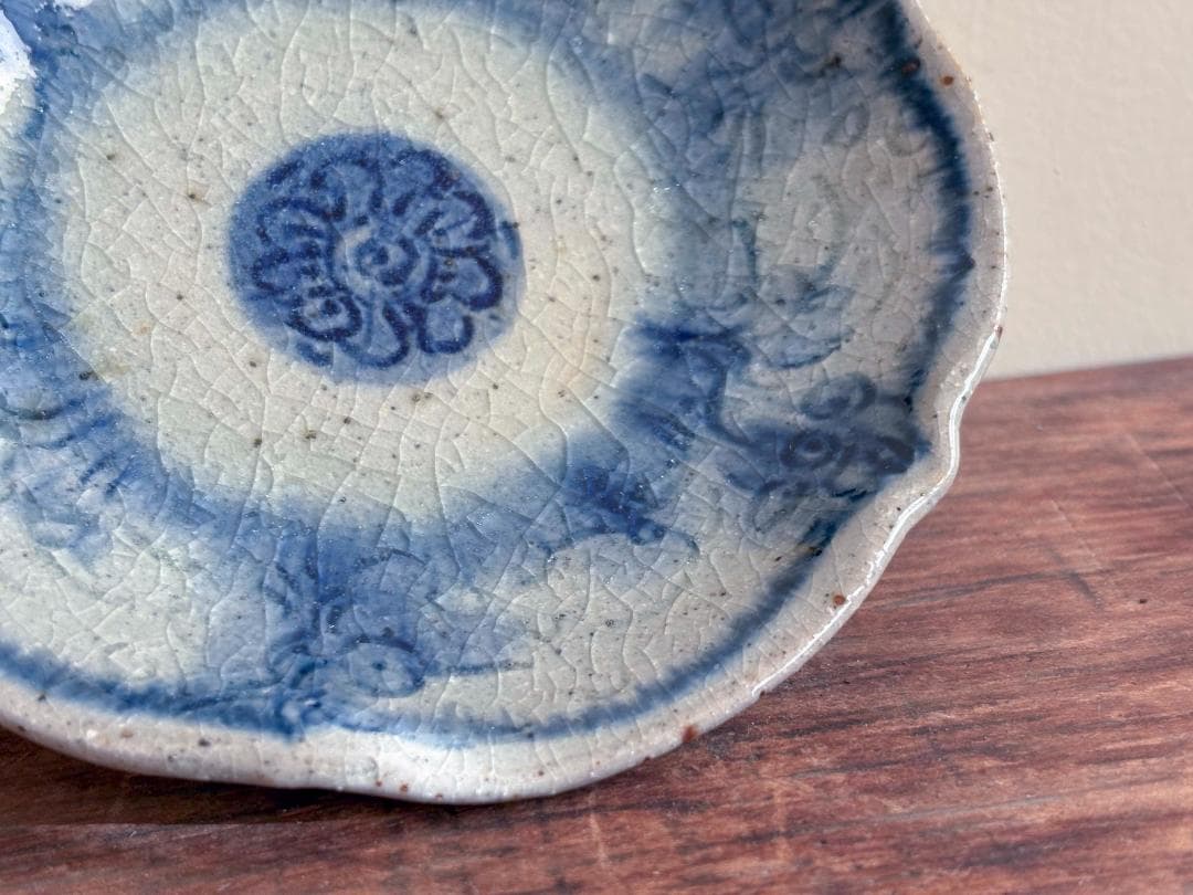 イムサエム　高台皿　花柄輪花　２客セット　未使用品