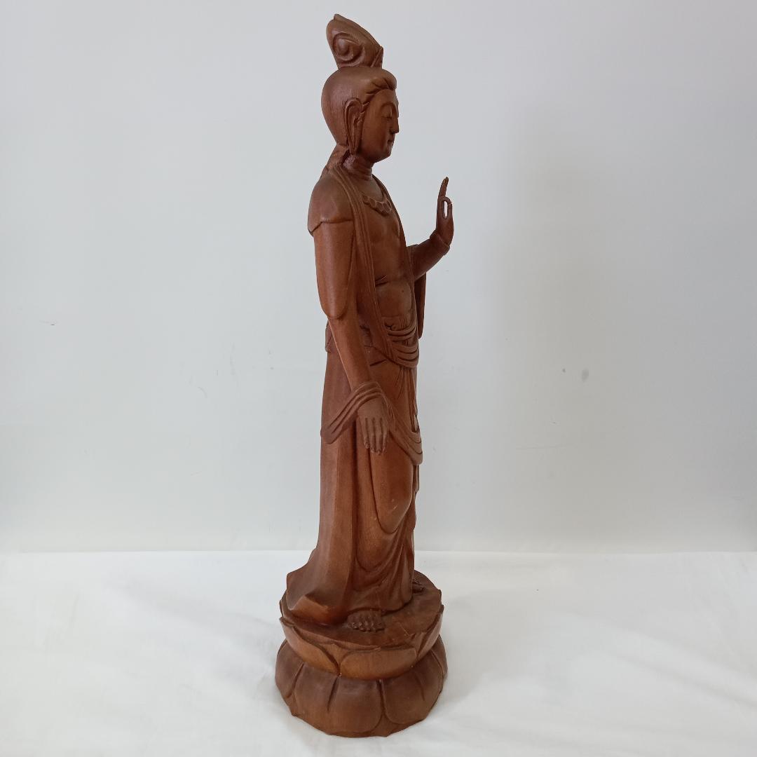 【春山作 聖観音菩薩立像 】 一木造 高さ約64cm 木彫 仏像 開運 風水