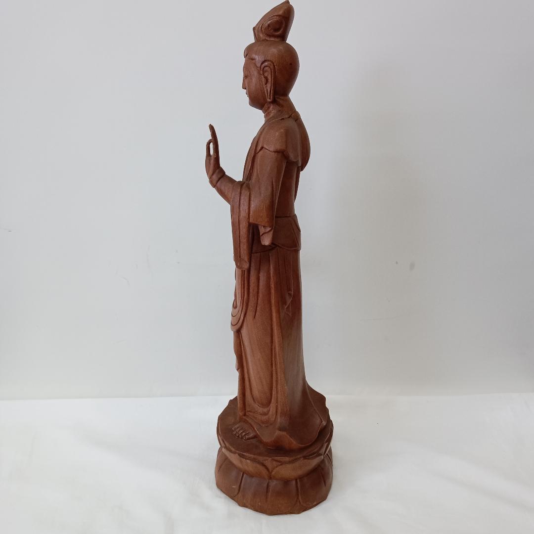 【春山作 聖観音菩薩立像 】 一木造 高さ約64cm 木彫 仏像 開運 風水