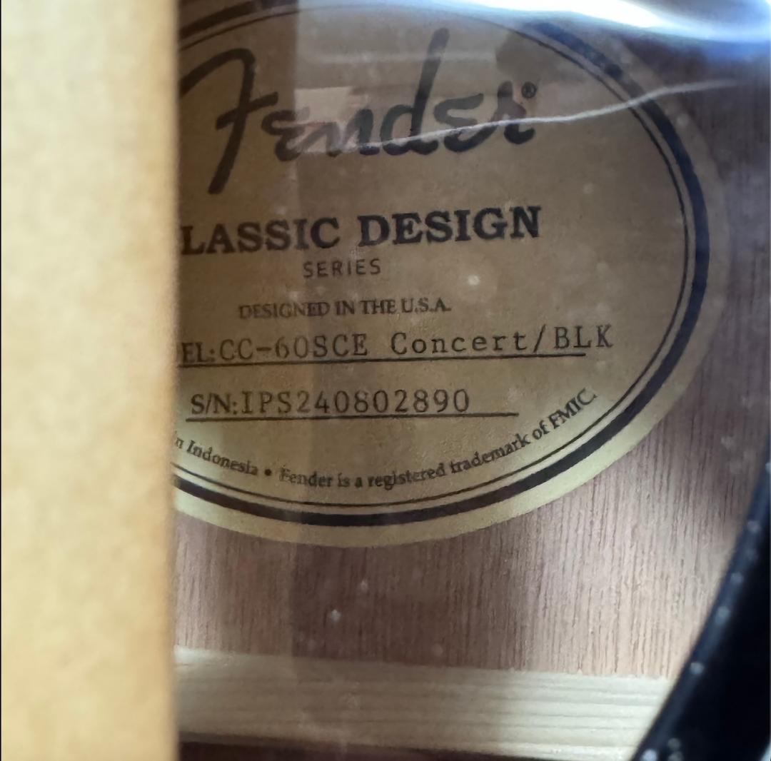 【未使用】Fender エレアコギター CC-60SCE ブラック フェンダー