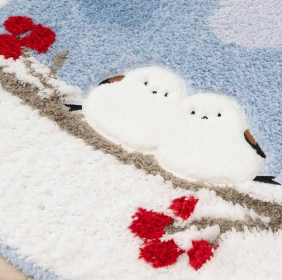 ブルー色　シマエナガ　トイレマットセット　動物　新品　鳥