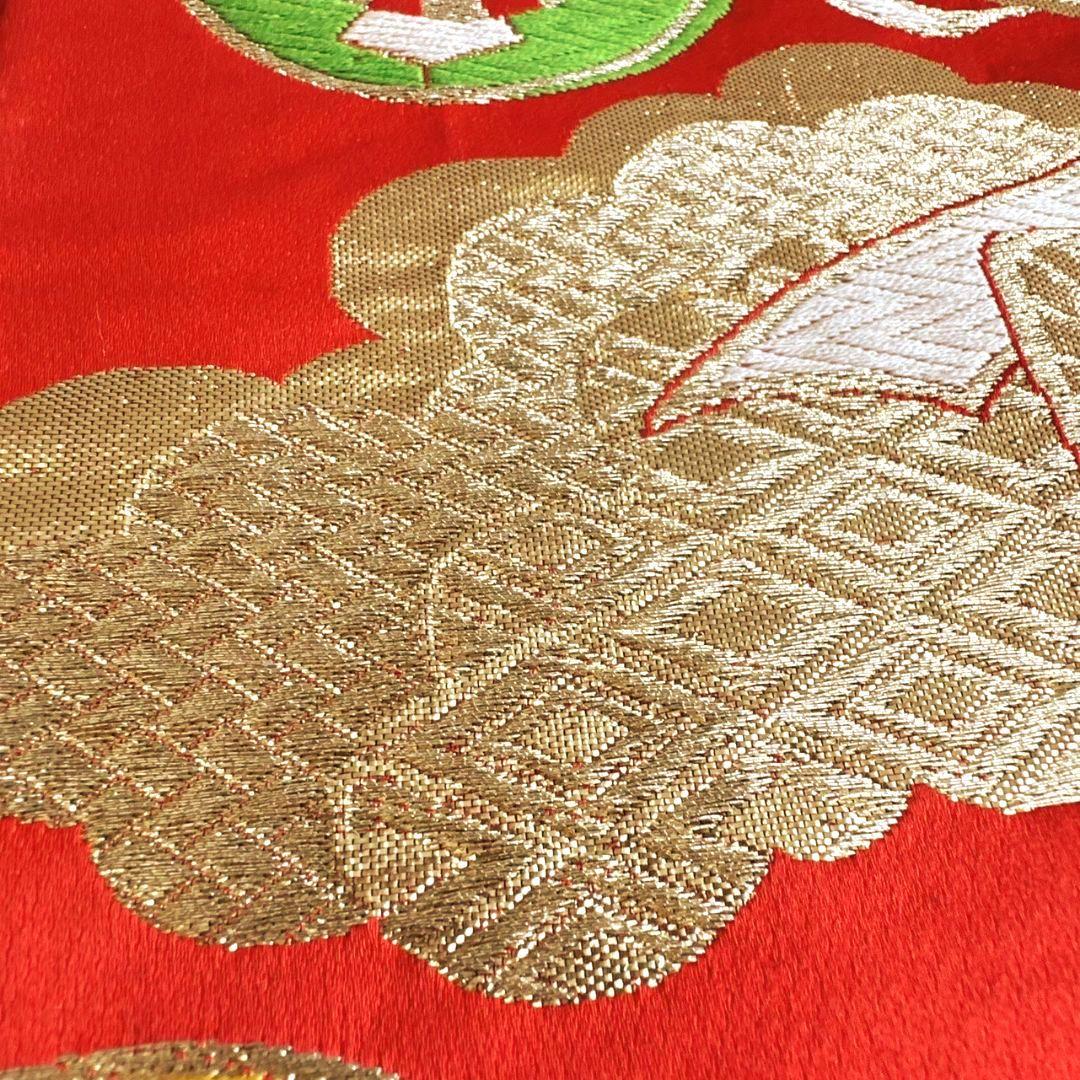 セット　七五三　7歳女の子　長着＆袋帯＆長襦袢＆小物　緑　源氏車金糸青海波　地紋